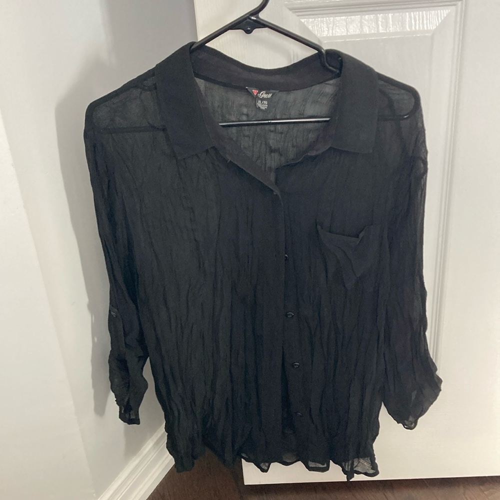 GUESS Black extra large beautiful blouse worn a couple of times.